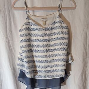 LOFT Navy and White Patterned Camisole